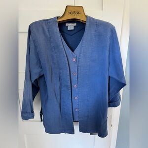 VTG Nino Wong California Blue Top Ribbed Button Size Medium